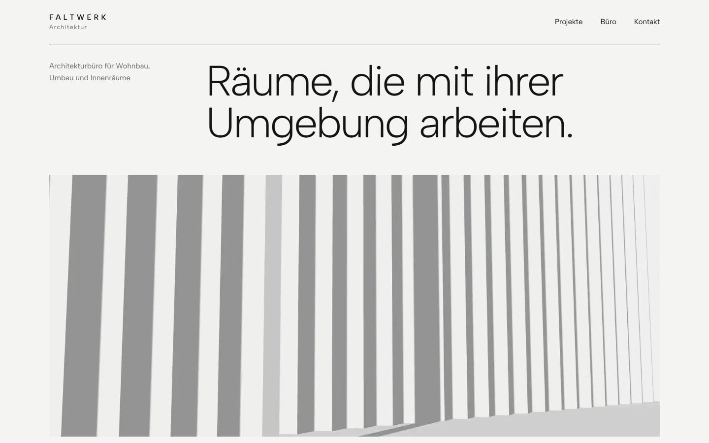 Demo-Website Studio Faltwerk auf einem Desktop-Bildschirm